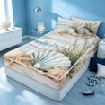 thumbnail image 3 of Erosebridal Ocean Animal Zipper Queen Comforter Set with Fitted Sheet and 2 Pillowcases, Sea Seashell Starfish Zipper Bedding Set, Gray Reversible, 3 of 7