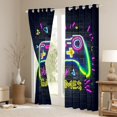 thumbnail image 3 of Homewish Neon Game Consol Blackout Curtains Set of 2 (52x84 Each) for Boys, Play Games Window Curtains, Neutral Cartoon Gamepad Curtains and Drapes, Blackout Curtains Room Decor, 3 of 6