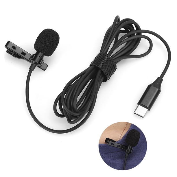 Grabación MI, micrófono portátil de grabación en vivo micrófono tipo C en vivo micrófono Lavalier Clip en teléfono micrófono funcionalidad inteligente