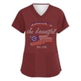 thumbnail image 4 of AHMOMEI S-5XL Plus Size 250 Anniversary USA Women Scrub Tops 4th Of July Women's Nurse Uniform with Pocket Deep Red XXL, 4 of 5