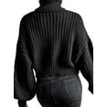 thumbnail image 4 of BEAFNKSG Women Turtleneck Sweater Drop Shoulder Long Sleeve Knitted Sweater Cable Knitted Pullover Sweaters, 4 of 5