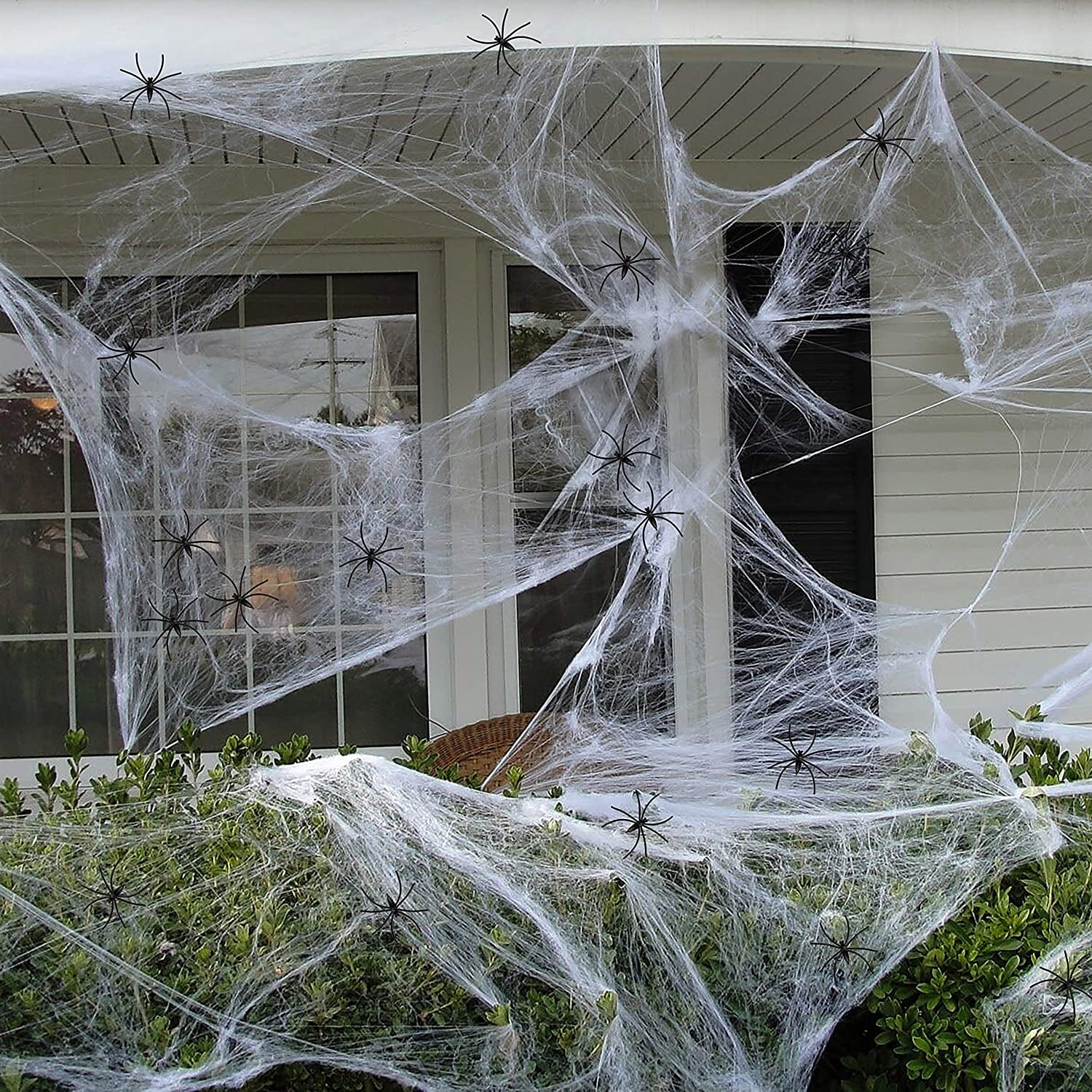 12 Packs Stretchable Spider Webs Halloween Decorations haunted house 