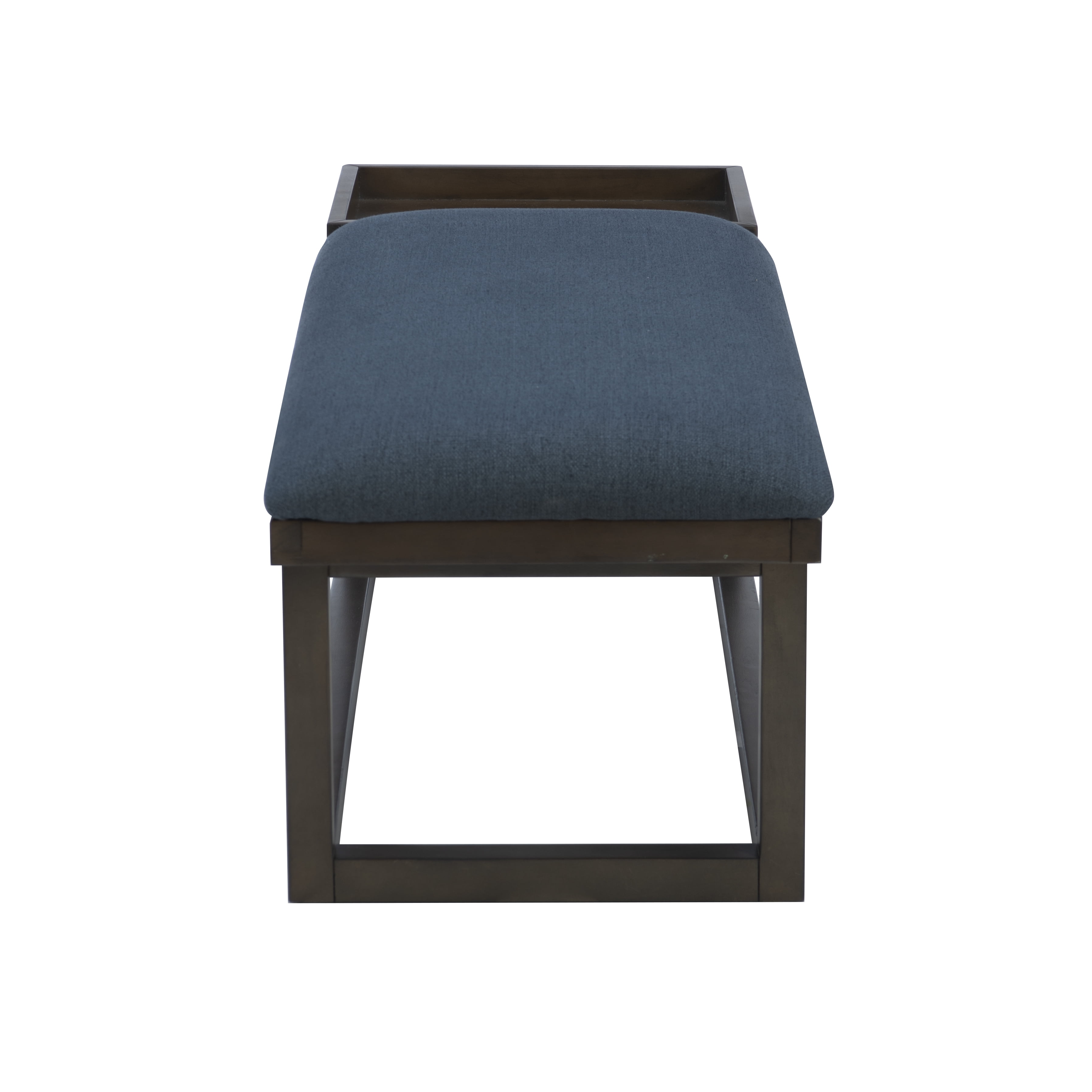 Powell Mickle Upholstered Bench with Built-In Tray, Brown/Navy