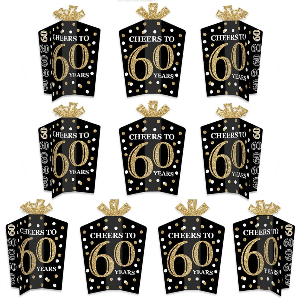 Adult 60th Birthday Gold Table Decorations Birthday Party Fold and Flare Centerpieces 10