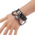 thumbnail image 3 of Brazalete de cuero gótico de bloqueo de corazón 3D Zulema Cadena Negro, 3 of 6