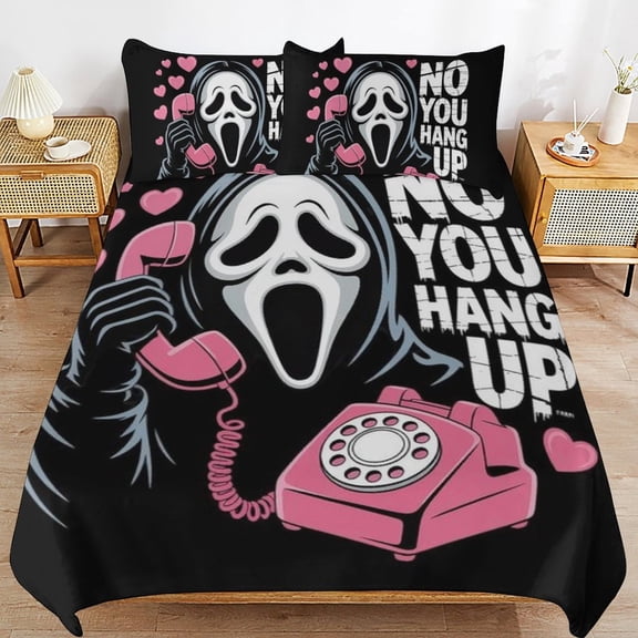 3 Piece Comfortable Bedding Set Scream Ghostface Duvet Cover Twin Bed with 2 Pillowcase 79"x90"