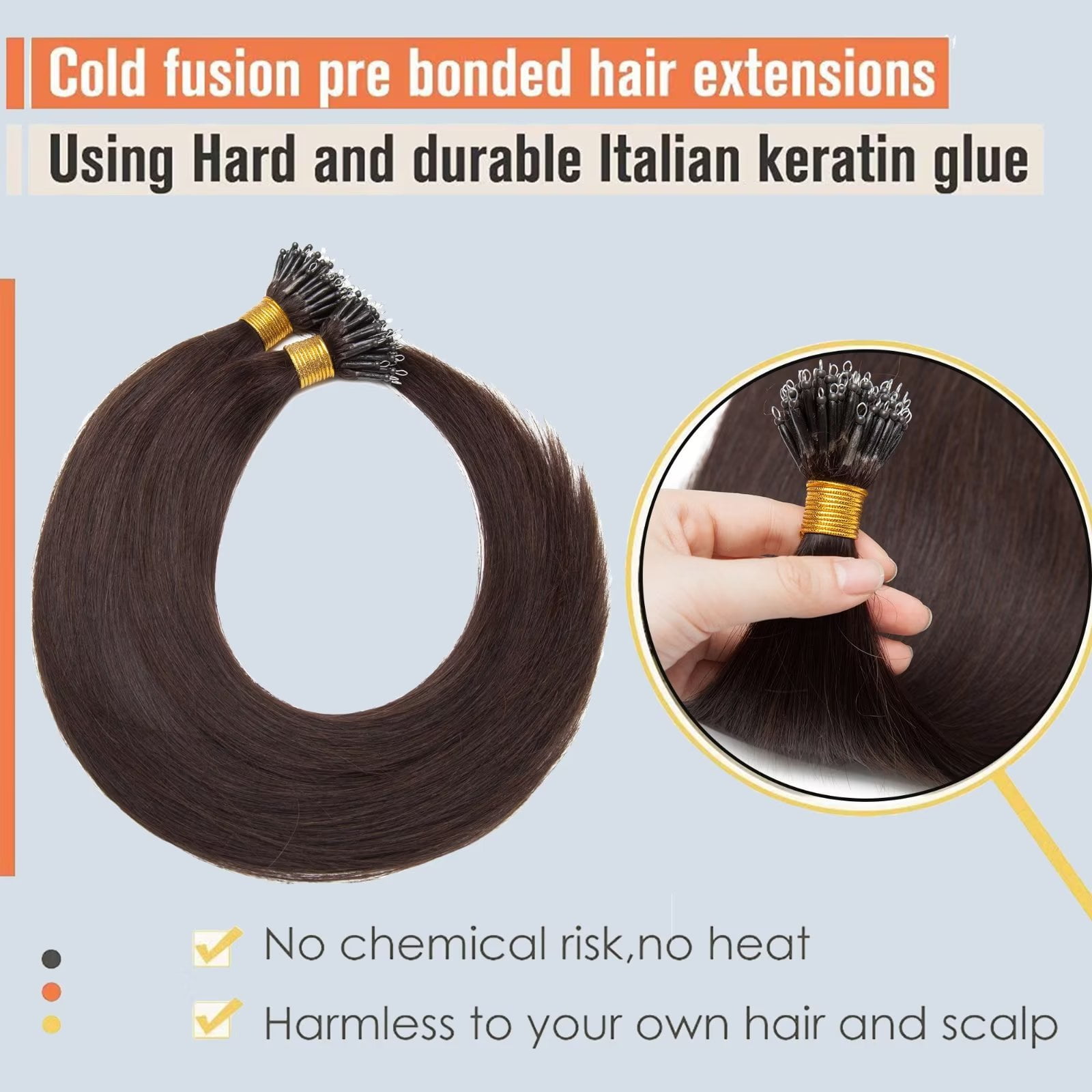 18-Inch Human Hair Micro Bead Extensions, 50g, No Heat Required Amazon.com : Senmy Micro Loop Hair Extensions Real Human  main image 2