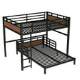 thumbnail image 5 of Full Over Full Separable Metal Bunk Bed/Loft Bed, Raised Security Fence - Walnut, 5 of 9