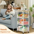 thumbnail image 4 of Kitchen Microwave Cart with Fruit Baskets, 4 Tier Microwave Table Stand with Storage, Kitchen Storge Shelf on Wheels Small Rolling Cart Organizer Rack for Pantry, Living Room, Bathroom, 4 of 6
