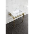 thumbnail image 2 of Kingston Brass KVBH31227W4B7 Templeton 31" Ceramic Console Sink with Brass Legs (8-Inch, 3-Hole), White/Brushed Brass, 2 of 6