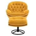 thumbnail image 4 of Velvet Swivel Accent Chair with Ottoman Set, Modern Tufted Armchair with Footrest for Living Room, Reading TV Chairs for Adults, Comfy Chaise Lounge Chairs for Bedroom, Yellow, 4 of 9