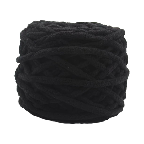 Hilo grueso y grueso para tejer a mano, hilo de lana gigante súper voluminoso, hilo de peso para gorros Negro