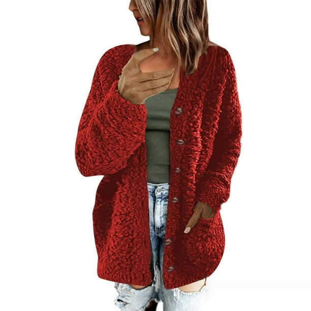 Suéter abrigo mujer casual talla grande suéter bolsillos ropa exterior botones cárdigan abrigo mujer abrigo