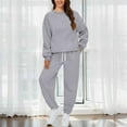 thumbnail image 6 of BLOCLOALO 2 Piece Lounge Set Long Sleeve Pullover Sweatshirts Fashionable Sports Casual Jacket Trousers Round Neck Suit Sweatpants and Sweatshirt Set Plus Size Workout Sets Casual Sets Grey S, 6 of 8