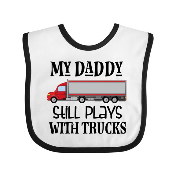 Inktastic Daddy Still Plays with Trucks Boys Baby Bib