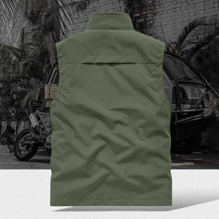 BiZtdJrK Mens Slim Fit Outdoor Vest Full Zip Stand Collar