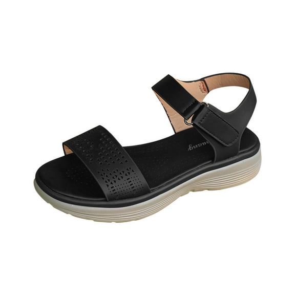 LOVZFMLL Women's Sandals Comfort Walking Hiking Wedges Sandals with Arch Support Open Toe Ankle Strap Casual Summer Sandals Black 5.5