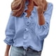 thumbnail image 1 of Blusa de mujer con botones y manga larga - Detalles de volantes, color liso, camisa de talla grande para el trabajo/informal - Tallas M-XXXL, 1 of 7
