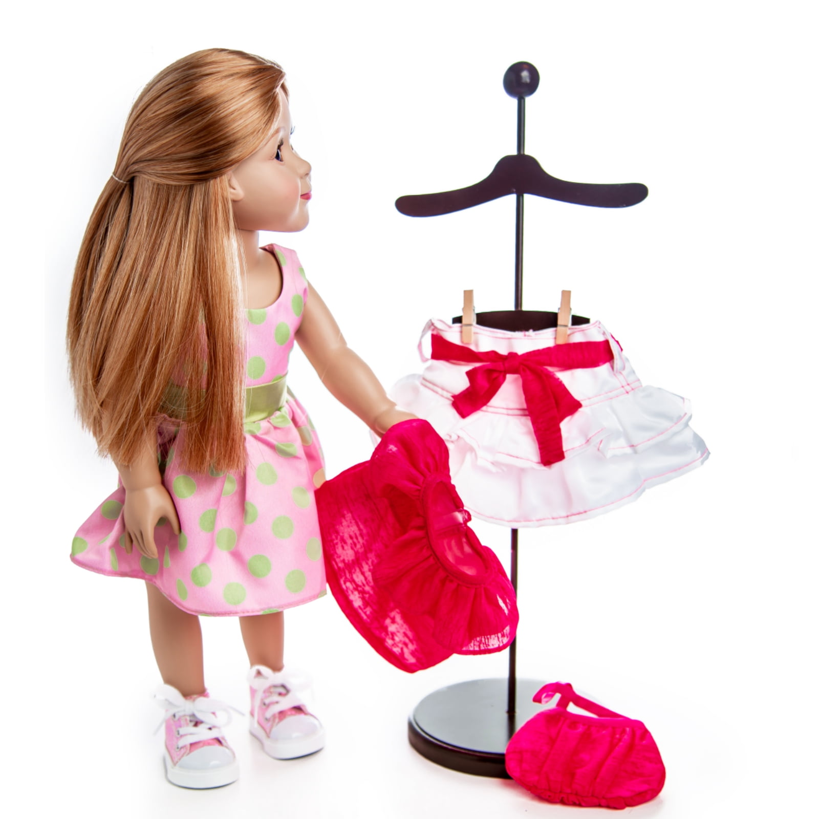 The Queen’s Treasures 18 Inch Doll Accessories, Set of 2 Wooden Doll Clothing Display Stands For Your Favorite Doll Clothing, Fits 15" and 18" Doll Outfit, Compatible For Use With American Girl Dolls