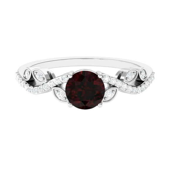 Round 1.50 Ctw Red Garnet 925 Sterling Silver Designer Solitaire Ring for Women | Wedding, Engagement Bridal Rings | Mothers Day Gift