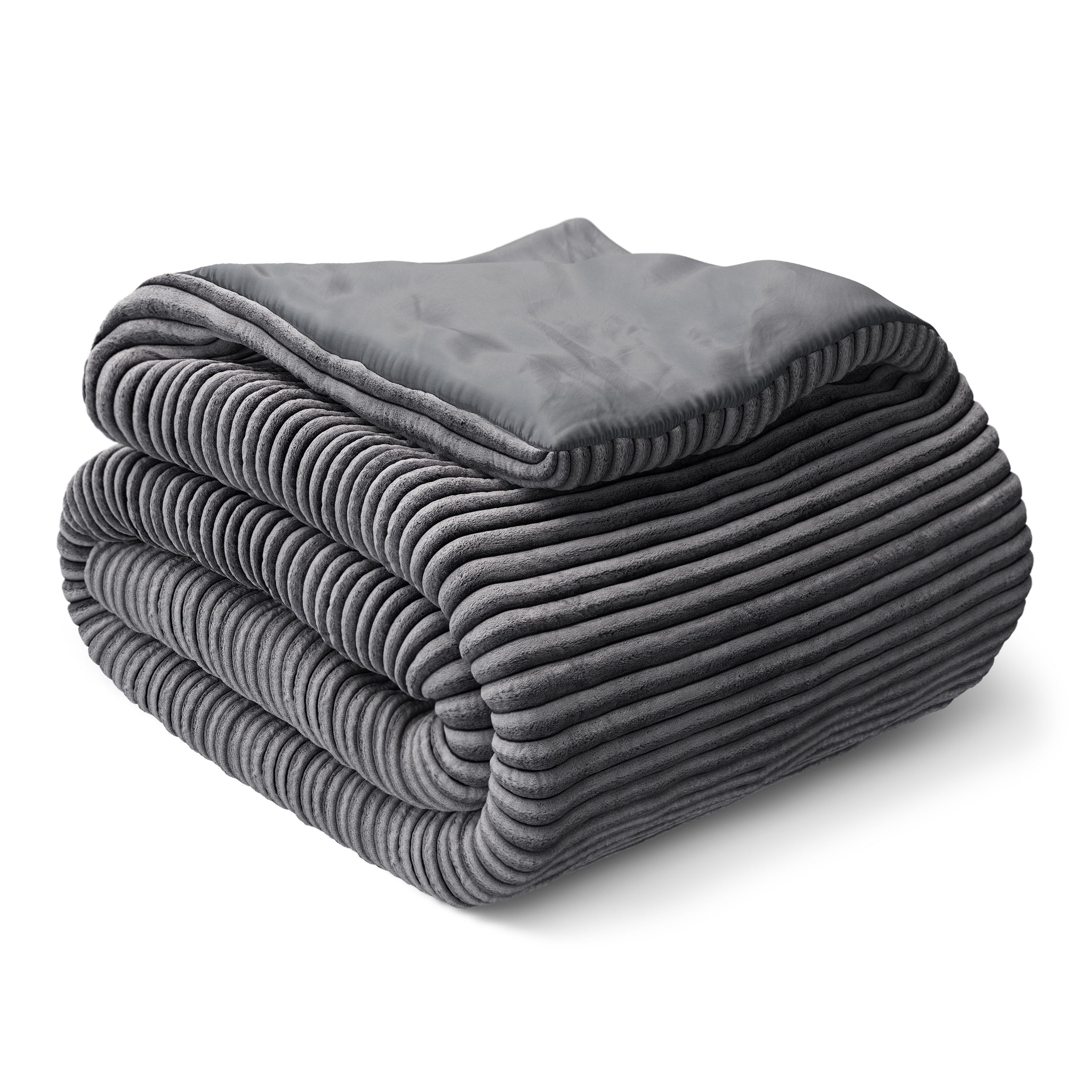 Mainstays Kids Gray Solid Plush Ribbed Corduroy Comforter Set, Twin, 2 Pieces