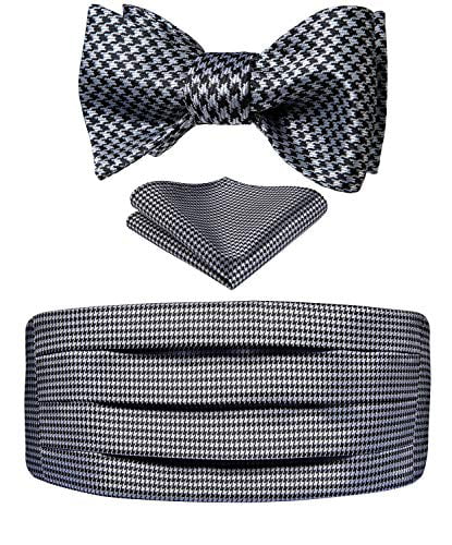 HISDERN Mens Classic Self Bow Tie And Pocket Square Set Wedding Party Accessories