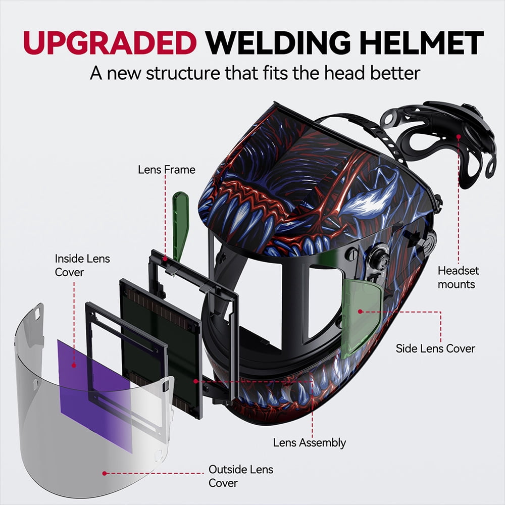 ARCCAPTAIN Super Large View Welding Helmet 3.94" x 7.06" True Color Welder Helmet with Side View