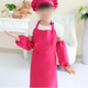 thumbnail image 2 of Conjunto de delantal y gorro de cocinero para niños y un par de puños, delantal con pechera ajustable para niños con 2 bolsillos. Lindo delantal de cocina para niños y niñas para cocinar,, 2 of 5