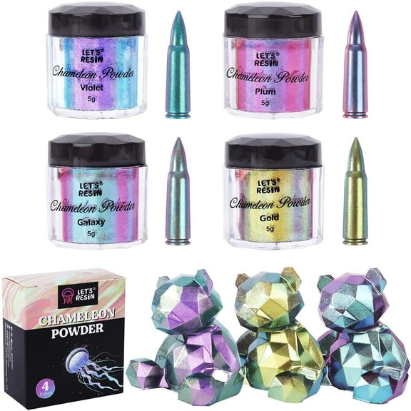 LET'S RESIN Chameleon Powder, Chameleon Mica Powder for Epoxy Resin, Pearl Pigment Powder for Painting,Soap Making, Bath Bombs, Candle Making,Slime