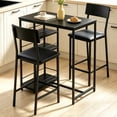 thumbnail image 4 of Ktaxon 3 Pieces Dining Table Set for 2, Counter Height Bar Table Set with Storage Shelves, Pub Table and Padded Chairs for Dining Room, Kitchen, Modern Black, 4 of 8