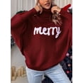 thumbnail image 4 of Cenuakty Women's Christmas Sweaters Long Sleeve Turtleneck Letter Embroidery Pullover Casual Knit Tops, 4 of 6