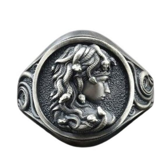 MayiaHey Medusa Head Ring, Gothic Gorgon Medusa Ring for Men, Greek Medusa Snake Ring Medusa Jewelry, Norse Viking Medusa Serpent Ring Hip Hop Medusa Biker Ring Punk Medusa Head Ring