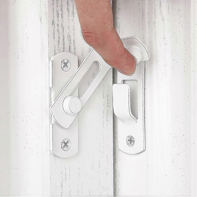 unique 4 Packs Flip Door Sliding LatchesWhite 90 Degree Stainless Steel Bar Gate