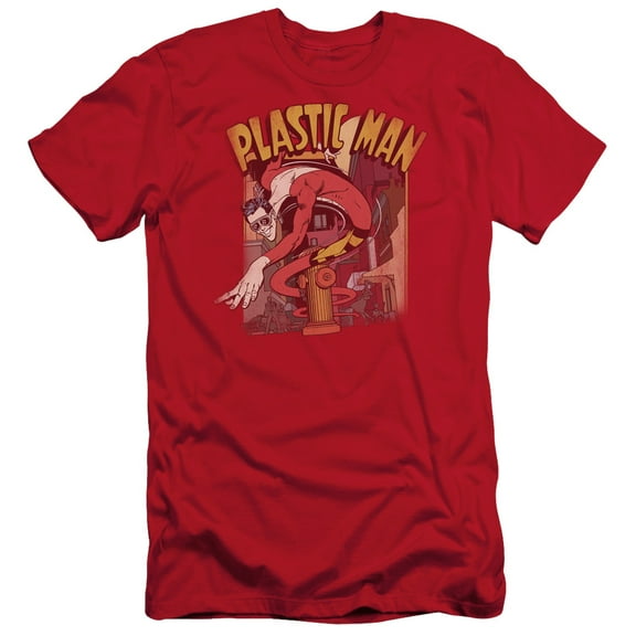 DC Comics Plastic Man Street S/S Adult 30/1 T-Shirt Red