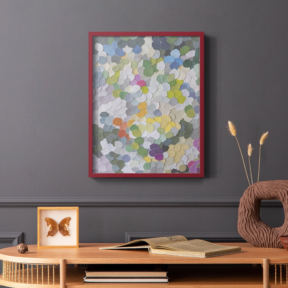 Canne Garden Framed Print in Red Solid Wood Framed Print No Nail Hanging