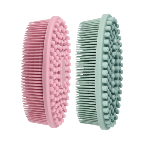 NOMADIC NOOK Shower Silicone 2 in 1 Body Scrubber 2 Pcs Green Pink