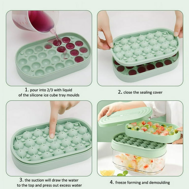 PIPETPET Round Ice Cube Tray with Lids, 66 PCS Sphere Ice Cube
