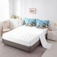 thumbnail image 3 of Summer Beach Theme Bed in a Bag 7 Pieces Starfish Conch Seashell Bedding Set, Ocean Animal Queen Size Comforter Set Fishing Theme Bedding Comforter Sets, Blue Old Barn Door Bed Set, 3 of 4