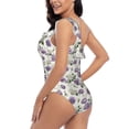 thumbnail image 4 of Rateoe Spring Flowers Pattern Women One Piece Swimsuits Tummy Control One Shoulder Bathing Suits Ruffle Swimwear-Medium, 4 of 6