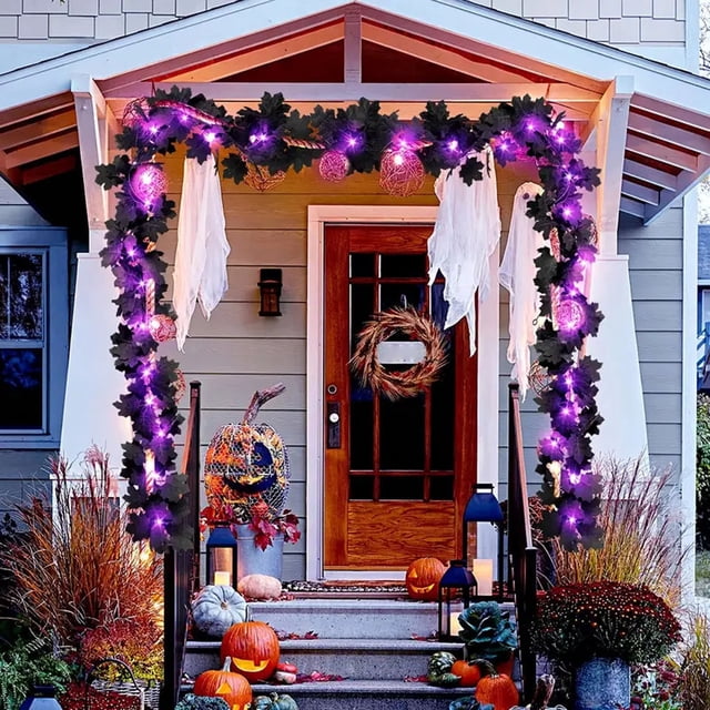 Sokhug Fall Decor Maple Leaf String Lights, 6.6ft 26 LED Thanksgiving Decorations Halloween String Lights, Autumn Maple Leaf Garland with Light for Home Holiday Harvest Halloween Decor