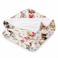 thumbnail image 2 of SPXUBZ Puppy Flannel Throw Blanket, Cute Assorted Dog Pattern with Different Breeds and Colors on White Background, Pet Lover Design, Soft Cozy Blanket for Sofa Couch Bed, 2 of 4