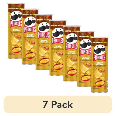 (7 pack) Pringles Honey Mustard Potato Crisps Chips, Lunch Snacks, 5.5 oz Canister