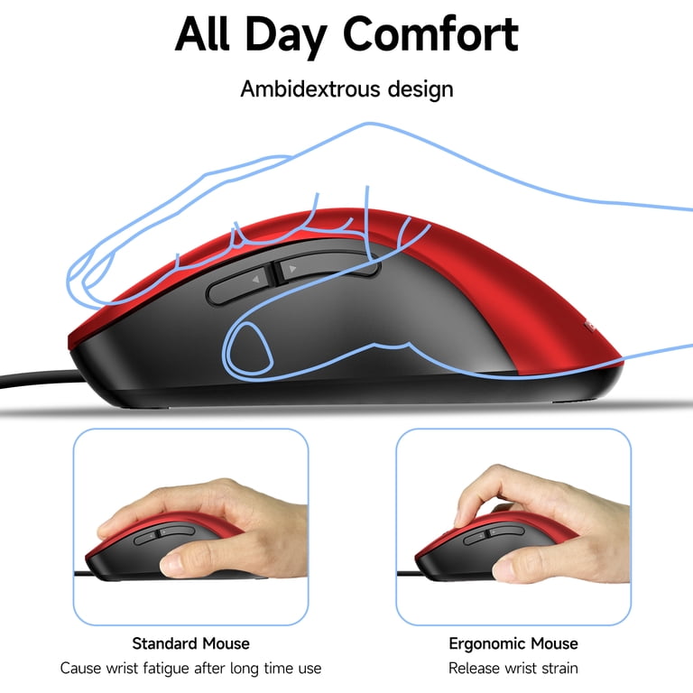 Halokin Wired Mouse, 5-Button Ergonomic USB photo 5