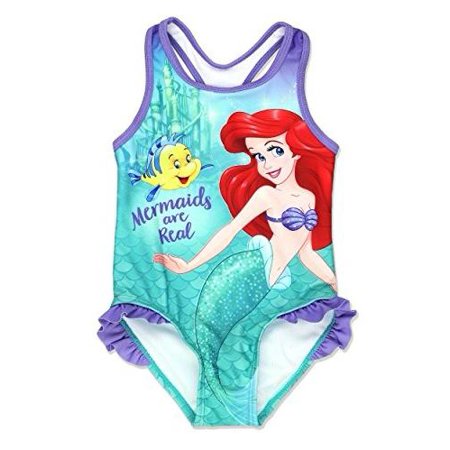 The Little Mermaid Ariel Girls Swimwear Swimsuit (4T, Teal) | Walmart ...