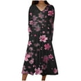 thumbnail image 2 of Cavosen Wrap Dresses for Women Long Sleeve Black Maxi Dress High Waist V-Neck Calf Length Long Dress Floral Print Casual Trendy Dress Party Vacation Fall Winter Clothes S, 2 of 5