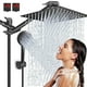 thumbnail image 1 of Regaderas para Baño,Combo de Lluvia de Alta Presión de 10'' y 9'' Shower Head,180° Ajustable,Regadera Ahorradora con 3 Modos de Rociado,con Brazo de Extensión de 11'' y Ganchos,para Baño,Hotel(Negro), 1 of 9