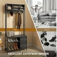 thumbnail image 4 of HOMCOM 5-in-1 Hall Tree with Bench and Shoe Storage, Entryway Bench with Coat Rack, 3 Storage Compartments, 2 Fabric Drawers, Weathered Gray Oak, 4 of 9