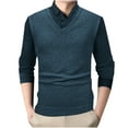 thumbnail image 2 of Annhoo Men's Knit Shirts Plus Size Patchwork Collared Long Sleeve Vintage 2 In 1 Tops Fall Casual Dressy Work Pullover, 2 of 7
