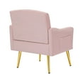 thumbnail image 5 of Velvet Accent Chair, Modern Button Tufted Thicked Upholstered Armchair with High Wide Backrest & Golden Metal Legs, Comfy Leisure Single Sofa Chair with Side Pocket for Living Room Bedroom, Pink, 5 of 5