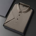 thumbnail image 3 of POTETI Collared Mens Polo Shirts Short Sleeve Casual Shirts Striped Summer Loose Tops, 3 of 5